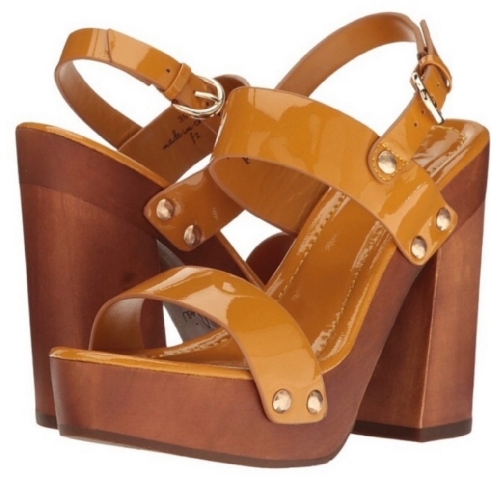 Joie wooden tan platform heels